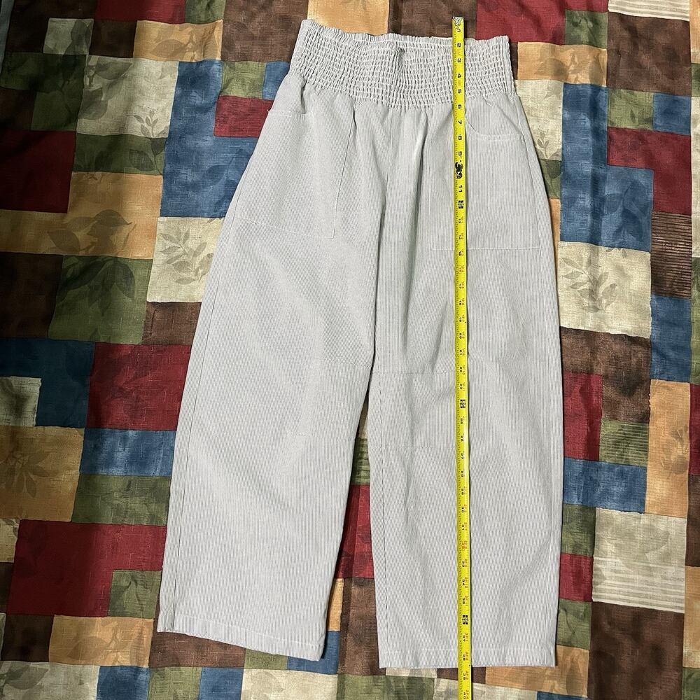Flamingals Pants Elastic Waist Pull On Leg Striped Pants Size Large Pockets - Picture 5 of 8